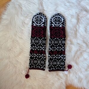 Patterned knitted slippers man’s/ women’s socks with vegan leather indoor